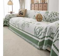 Copridivano Rustico, copridivano con Farfalle Floreali | Morbide fodere for divano in ciniglia, coperta decorativa for tutte le stagioni con nappe(Green,180x200cm)