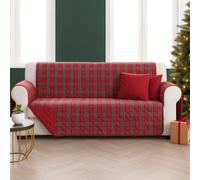 Copridivano Salvadivano Trapuntato Tartan Scozzese Natalizio Natale Double Face