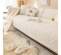 Copridivano Semplice Breve Velluto Fodere Coprifuton Protettore Del Divano Addensato Antiscivolo Protettore Della Mobilia Per La Forma L 1/2/3/4 Posti Divano-White||110 * 240cm