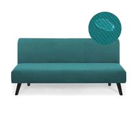 Copridivano Senza Braccioli, Copridivano 2-3 Posti Elasticizzato Impermeabile Universale Spandex Cotone Antigraffio Gatto e Lavabile Protezione per Mobili per Divano Pieghevole,Verde scuro,160×190cm