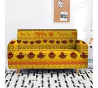 Copridivano Stile Boho Poliestere Elasticizzato 1 2 3 4 Posti Copridivano Beige Marrone Stile Etnico Africano Decorazione Casa Antimacchia Antiscivolo Sofa Cover per Soggiorno, 190-230cm, Color 1