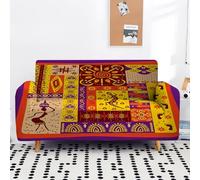 Copridivano Stile Boho Poliestere Elasticizzato 1 2 3 4 Posti Copridivano Beige Marrone Stile Etnico Africano Decorazione Casa Antimacchia Antiscivolo Sofa Cover per Soggiorno, 145-185cm, Color 2