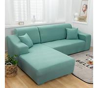 Copridivano super elasticizzato a forma di L, moderno, antigraffio, lavabile, perfetto per soggiorno, verde, adatto per divano a 1, 2 posti + 3 posti