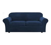 Copridivano Super Elasticizzato, Set da 3 Pezzi, Morbido Velluto Lavabile, copridivano per 2 Cuscini, Protezione Elastica per mobili, Ideale per Bambini e Animali Domestici - Blu Navy - Gran