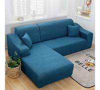 Copridivano super elastico a forma di L, moderno, antigraffio, lavabile, per soggiorno, adatto a 1 e 4 posti, elegante blu, perfetto per divani ad angolo
