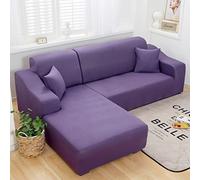 Copridivano super elastico a forma di L, moderno, antigraffio, per soggiorno, lavabile, per 2 posti + 2 posti, viola