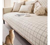 Copridivano Trapuntato in Cotone Scozzese, copridivano Rustico in Stile Rustico, copridivano Boho, per Cani, Antiscivolo, Morbido, Lavabile, Protezione per mobili, Animali Domestici, Gatti (A, 43 * 9