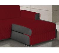 Copridivano Trapuntato Per Divani Con Penisola In Tinta Unita Rosso