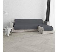 Copridivano Trendy Reversibile con Penisola, Grigio Scuro, 190 cm