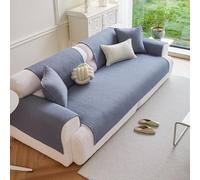 Copridivano Universale Antiscivolo Lavabile in Cotone - Moderno per Divano 1/2/3/4 Posti con Copertura Braccioli, Anche Modello Angolare A Forma di L/U per Soggiorno(Blue,27"x82"in)