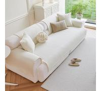 Copridivano Universale Antiscivolo Lavabile in Cotone - Moderno per Divano 1/2/3/4 Posti con Copertura Braccioli, Anche Modello Angolare A Forma di L/U per Soggiorno(White,27"x82"in)
