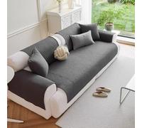 Copridivano Universale Antiscivolo Lavabile in Cotone - Moderno per Divano 1/2/3/4 Posti con Copertura Braccioli, Anche Modello Angolare A Forma di L/U per Soggiorno(Dark Grey,27"x82"in)