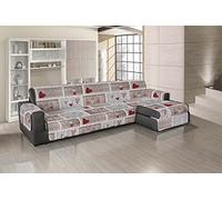 Copridivano Universale con Penisola Trapuntato Made in Italy Antiscivolo Copri Seduta Protegge da Cani e Gatti Salva Divano Idrorepellente - Shabby Rosso - 190 cm