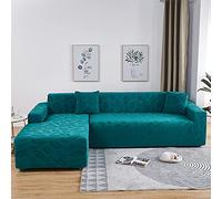 Copridivano universale elasticizzato con penisola, in tessuto elastico, per divani a 1/2/3/4/5 posti (235-300 cm), protegge le chaise longue e chaise longue