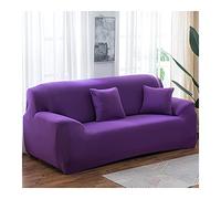 Copridivano universale elasticizzato per divano a 3 posti, in poliestere, tinta unita, viola, lavabile in lavatrice, si adatta alla maggior parte dei divani, design elastico per una facile