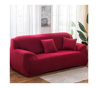 Copridivano universale elasticizzato per divano ad angolo a 2 posti, tinta unita, in poliestere rosso vino e facile da pulire, perfetto per la decorazione della casa