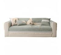 Copridivano universale in ciniglia, antiscivolo, resistente ai peli di animali domestici, per chaise longue verde (90 x 280 cm) ideale per cani e gatti