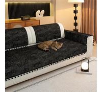 Copridivano Universale per Divano Angolare e Poltrone, Antiscivolo Lavabile | Utile protezione elegante che rinnova l'arredo, facile da installare, adatta agli animali.(Black,35 x 118 in (90 x 300 cm))