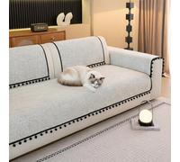 Copridivano Universale per Divano Angolare e Poltrone, Antiscivolo Lavabile | Utile protezione elegante che rinnova l'arredo, facile da installare, adatta agli animali.(White,35 x 118 in (90 x 300 cm))