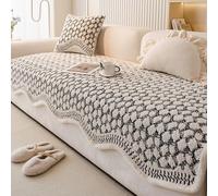 Copridivano vintage classico in ciniglia antigraffio, ideale per divanetti/divani a 3 posti/divani a L/divani componibili, semplice copridivano antigraffio (nero, 90 * 180 cm/35,4 * 70,8 pollici)