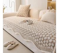 Copridivano vintage classico in ciniglia antigraffio, ideale per divanetti/divani a 3 posti/divani a L/divani componibili, semplice copridivano antigraffio (beige, 90 * 160 cm/35,4 * 62,9 pollici)