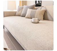 Copridivano Vintage Morbido E Antiscivolo In Cotone E Lino Intrecciato per Divano 1/2/3/4 Posti Copriseduta Divano Componibile A Forma di U O A Forma di L (Beige 110 * 110 cm)