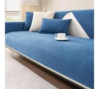 Copridivano Vintage Morbido E Antiscivolo In peluche di mais Intrecciato per Divano 1/2/3/4 Posti Copriseduta Divano Componibile A Forma di U O A Forma di L(Blu,90x90cm)