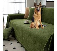 Copridivano vintage per divano a 3 posti, con chaise longue, resistente, verde (180 x 300 cm), perfetto per proprietari di animali domestici e decorazione per la casa