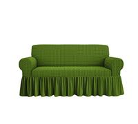 Copridivano Voila' Tessuto Bolle 2 3 4 Posti Elasticizzato Volant Salva Divano (Verde, 2 posti)