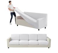 Copridivano XL in velluto, 11 pezzi, elasticizzato, con schienali separati e cuscini per la seduta, protezione dei mobili del soggiorno, design elegante bianco