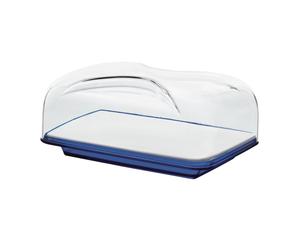 Copriformaggio Rettangolare 25.5x18xh11.5 cm Gocce vassoio tagliere in porcellana bianca blu mediterraneo