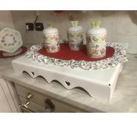 Coprifornelli / Copri Fornelli in Plexiglass Bianco Shabby - Design con Intagli Decorativi - Copripiano Cottura su Misura per Gas, Induzione o Elettrico - 4/5/6/8 Fuochi - Made in Italy (59x52)