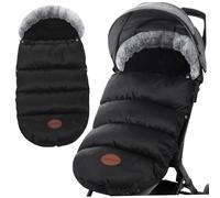 Coprigambe per passeggino Caldo foderato in pile addensato per l'inverno con collo in pelliccia e cerniera Borsa impermeabile per stamina, 35x14 pollici, Ornaments de jardin