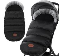 Coprigambe per passeggino Caldo rivestimento invernale foderato in pile addensato con collo in pelliccia e cerniera Borsa impermeabile per stamina 35x14 pollici