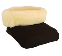 Coprigambe scaldapiedi premium in vera pelle di agnello | pelliccia gialla, copertura marrone