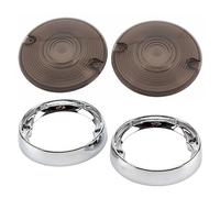 Coprilampada con anello di finitura for indicatori di direzione Deep Dish, lenti fumé, for Harley Touring, Electra, Electra Glide, Road King, FLHR, FLTR