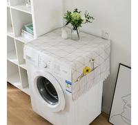 Coprilavatrice con 6 Tasche Portaoggetti Tappetino Protezione Superiore per Lavatrice & Asciugatrice Per Lavanderia Cucina Ideale per Famiglie