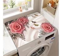 Coprilavatrice,Copri Lavatrice Sopra,Copertura Per Lavatrice Morbido E Ritagliabile,Copri Lavatrice Esterni Per Lavatrici,Asciugatrici,Frigorifero,Cucine,Bagni,Tappeto (Fiori Rosa,60 x50 cm)