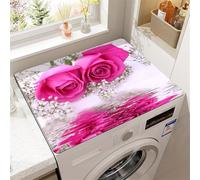 Coprilavatrice Tappetino Per Lavatrice E Asciugatrice Cn Motivo Rose Fiore 3D,Antiscivolo Asciugatura Rapida,Copri Lavatrice,Morbido E Ritagliabile Per Frigorifero,Cucina (Rosa,40 x50 cm)
