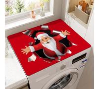 Coprilavatrice Tappetino Per Lavatrice E Asciugatrice Motivo Decorazione Natalizia 3D,Antiscivolo Asciugatura Rapida,Morbido E Ritagliabile Copri Lavatrice Per Frigorifero,Cucina (Rosso,60 x50 cm)