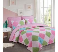 Copriletti Copriletto Trapuntato di Dimensioni Doppie Re Cotone Patchwork Trapunte Biancheria da Letto Plaid Set Piumino E Cuscino, P, King 230X250cm