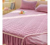 Copriletti Matrimoniali In Velluto Soffice Lenzuolo Con Angoli In Pile Coprimaterasso Con Angoli In Peluche Gonna E Federe Coprimaterasso Copriletto, Custodia Materasso Matrimoniale(Purple,150*200cm)