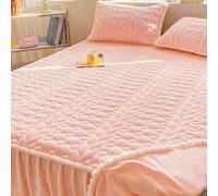 Copriletti Matrimoniali In Velluto Soffice Lenzuolo Con Angoli In Pile Coprimaterasso Con Angoli In Peluche Gonna E Federe Coprimaterasso Copriletto, Custodia Materasso Matrimoniale(Pink,150*200cm)