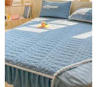 Copriletti Matrimoniali In Velluto Soffice Lenzuolo Con Angoli In Pile Coprimaterasso Con Angoli In Peluche Gonna E Federe Coprimaterasso Copriletto, Custodia Materasso Matrimoniale(Blue,200*220cm)