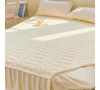 Copriletti Matrimoniali In Velluto Soffice Lenzuolo Con Angoli In Pile Coprimaterasso Con Angoli In Peluche Gonna E Federe Coprimaterasso Copriletto, Custodia Materasso Matrimoniale(White,180*200cm)