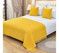 Copriletti, Runner da letto e cuscini coordinati Sciarpa dell'hotel Cuscino Decorazione Jacquard Frange Copridivano for sedie for la casa Decorativo for camera letto)(Yellow,127*172cm for 120cm bed)