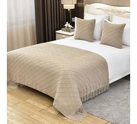 Copriletti, Runner da letto e cuscini coordinati Sciarpa dell'hotel Cuscino Decorazione Jacquard Frange Copridivano for sedie for la casa Decorativo for camera letto)(Khaki,127*172cm for 120cm bed)