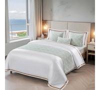 Copriletti, Runner da letto lavorati a maglia, sciarpa a onde geometriche jacquard fronte-retro che blocca la protezione della copertura del for il matrimonio camera dell'hotel)(Teal,45*45cm(No core))