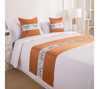 Copriletti, Runner da letto ricamati in stile cinese for camera dell'hotel, sciarpa decorativa for piedi, coperta for la fine del , sciarpe for corridori for king size(A orange,50*240cm for 180cm bed)
