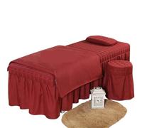 coprilettino estetica 4 pezzi Set biancheria da letto for salone di bellezza Lenzuola spesse Copriletto Fumigazione Massaggio Spa Federa copripiumino(Color1,180x60cm)